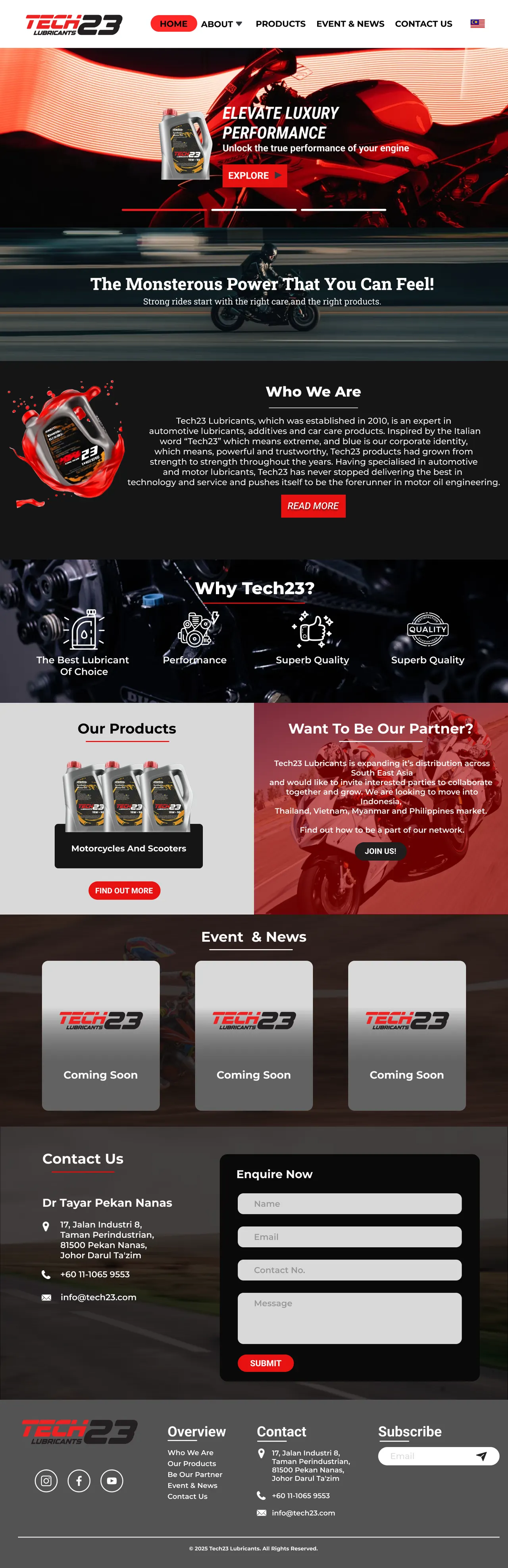 TECH23 Performance Lubricants Website